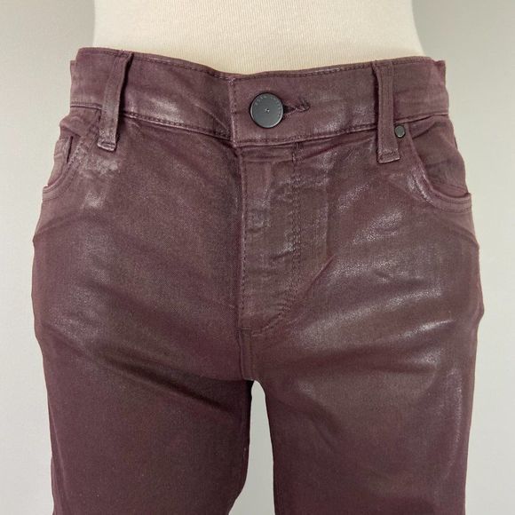 NWOT TOPSHOP MOTO Coated Leigh Plum Wash Pants - Picture 3 of 10